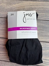 JMS Just My Size Microfiber Tights 3X Black Soft & Smooth Legwear