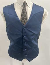 Joseph  Feiss Men's V Neck Sleeveless 5 Button Blue Tuxedo Vest Size S