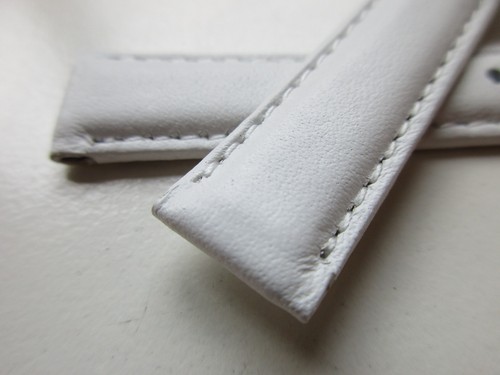 White plain Matt 13 MM leather watch band strap - 第 3/5 張圖片