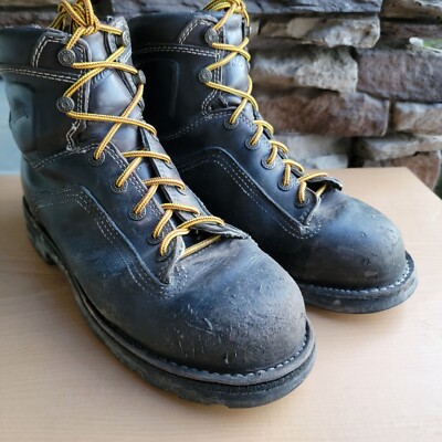 Danner Mens Quarry 8'' Black Leather Work Boots Vibram Sole Size 8