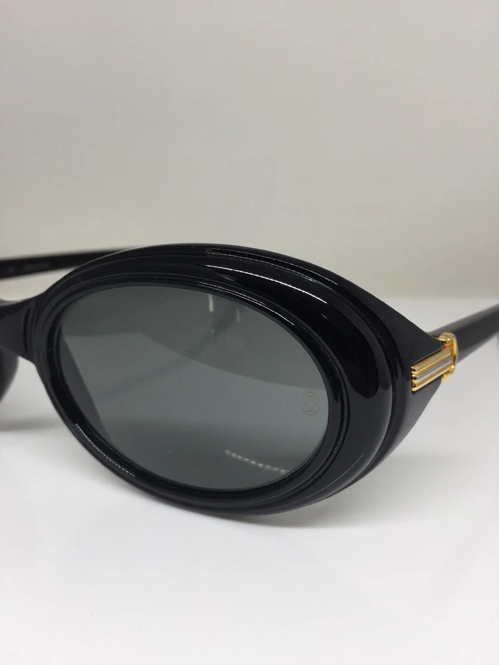 Nuevas Gafas de Sol Cartier Frisson De Colección C. Negro Brillante con Chapado en Oro 55mm Francia Foto 2 de 4