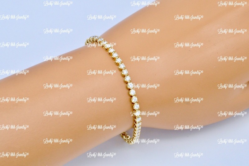 14k Yellow Gold ladies Diamond tennis bracelet  luckyhhhjewelry 3.25 ct