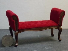 Dollhouse Miniature Red Velvet Settee Bench 1:12 inch scale N74 Dollys Gallery