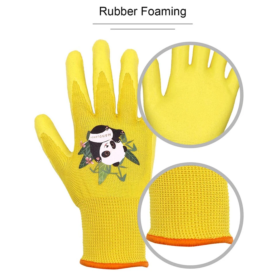 HANDLANDY 3 Pairs Age 2-13 Kids Gardening Gloves Nitrile Coated Outdoor Gloves - Image 3 of 4