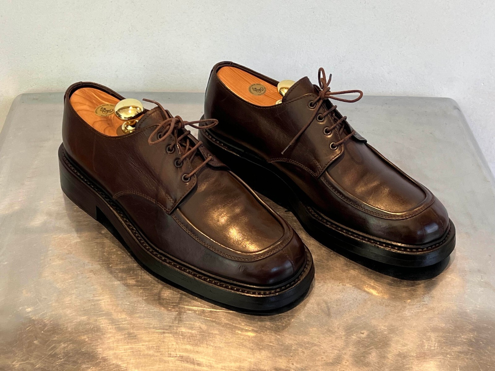 SAOLA POLLINI scarpe da derby di lusso da uomo in pelle Oxblood punta divisa US 8 5 SPLENDIDE!