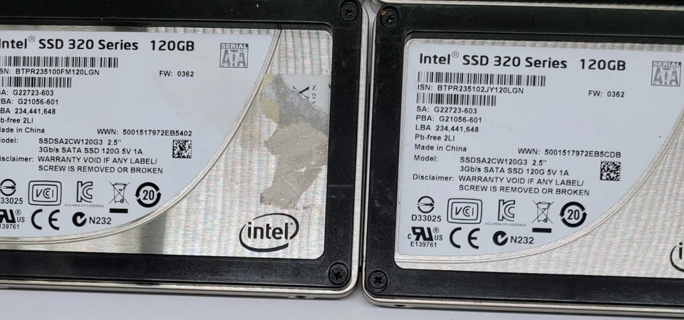 Lote de 8 Intel 320 y S3520 series 120 GB 2.5" SATA consultar la descripción Foto 4 de 4