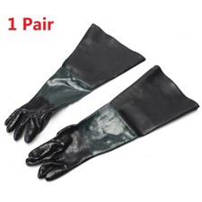 2pairs 24rubber Sand Blast Sandblasting Gloves Protective For Sandblast Cabinet