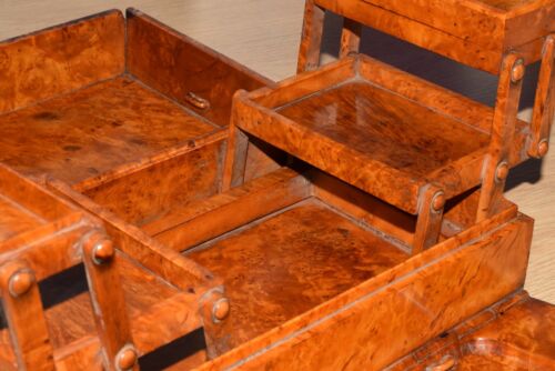 Antique RRR ! Box case jewelry Storage Karelian Birch wood cap primitive rustic - Picture 19 of 24