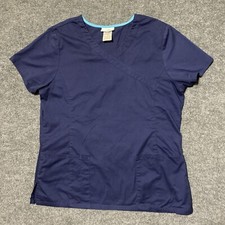 Scrubstar Scrub Top Womens Medium Blue Pockets V Neck Doctor Nurse RN93643
