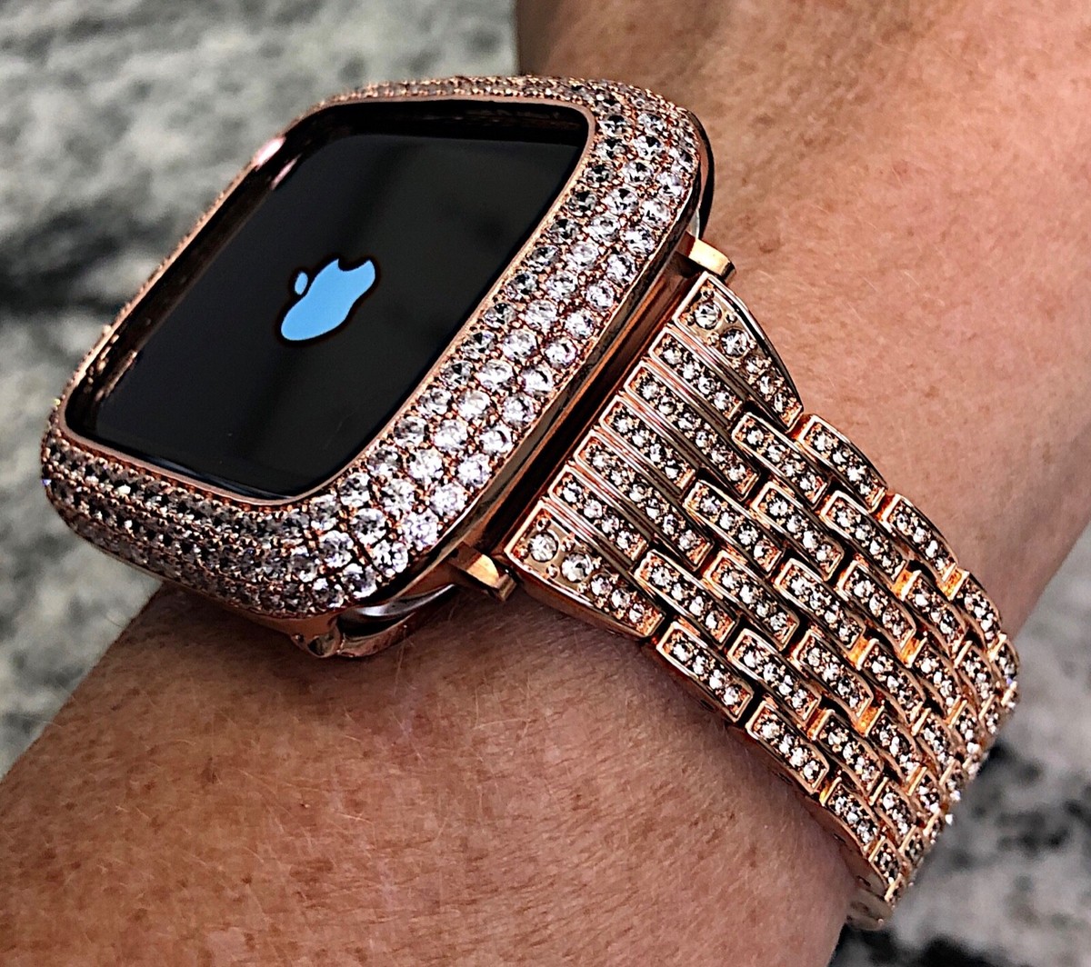 pc set 42mm Rose Gold Lab Diamond Apple Watch Bezel Apple