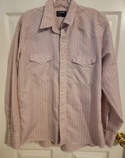 VTG 80s Wrangler Western Pearl Snap L/S Shirt Pink Stripes L