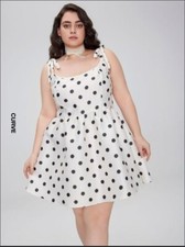 CIDER U-NECK SOLID POLKA DOT RUFFLE MINI DRESS CURVE & PLUS 2XL NEW WITH TAGS