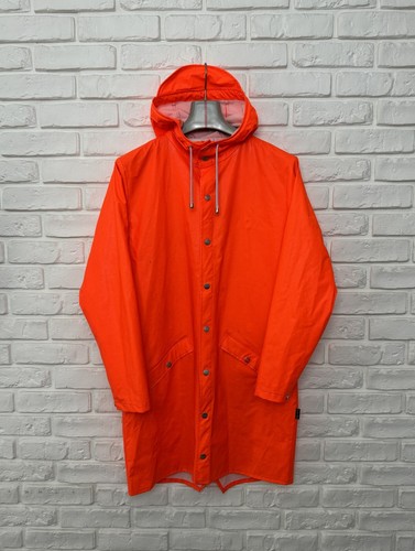 Men's RAINS Denmark Waterproof Coat Orange Trench Raincoat Size XS/S
