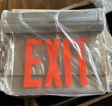 Hanging LED Emergency Exit Sign Mirrored with Red Lettering / Mount Bracket Incl