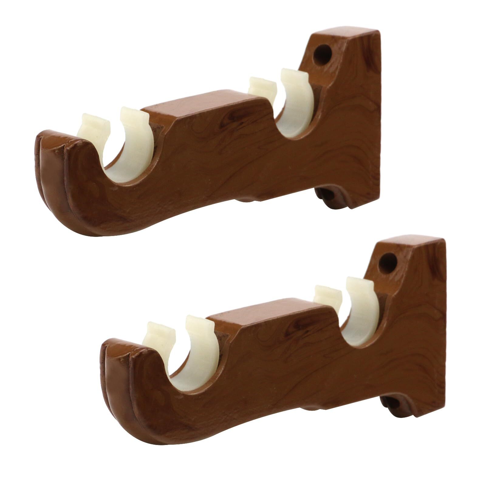 2pcs Wooden Curtain Rod Brackets Wall-Mounted Drapery Holder for Classic Style