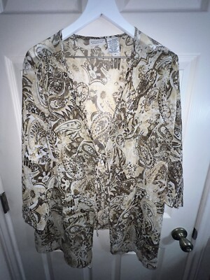 Women's Size 22W/24W - Whitestag Tan/Brown Paisley Design Sheer Sweater