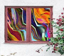 3D Colored Stones ZHUA825 Window Film Print Sticker Cling Stained Glass UV