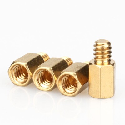 6-32x6.4+4mm Brass Male-Female Standoff Screw Spacer Pillar Brass Hex support