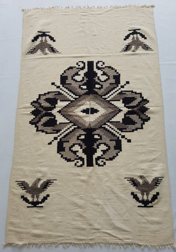 Vintage Handmade Traditional Beautiful Mexican Kilim Floor Rug Carpet 206x124 cm