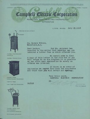 #ad 1918 Campbell Electric Corporation Letterhead Lynn Massachussetts $20.00