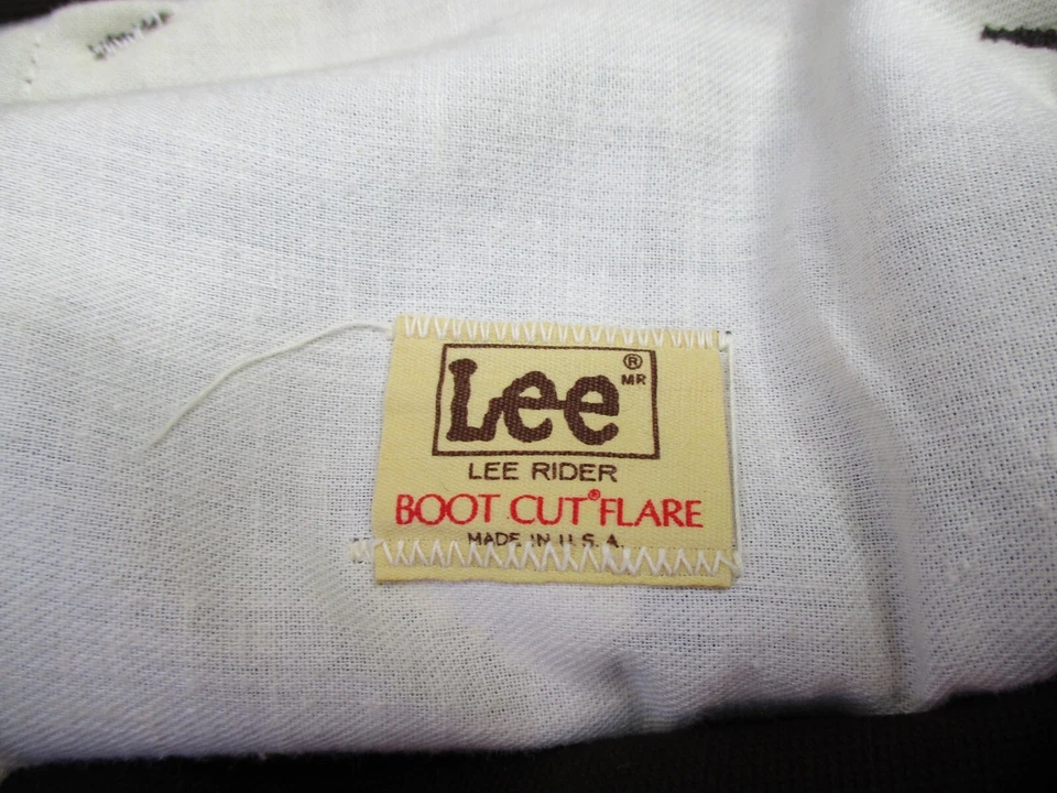 Vintage Lee Riders Bootcut Flare Jeans Mens 38x27 Brown 70s Polyester Dress Pant - Image 3 of 4
