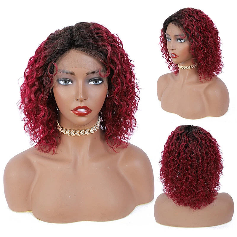 Encaje parte en T cabello humano color ombre negro onda de agua brasileña pre arrancada Foto 4 de 4