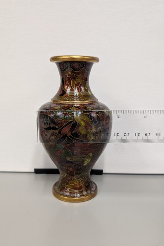 Chinesische Cloisonne Emaille Messing Vase Vintage Antik - unbekannte Herstellermarke - 6 Zoll - Bild 3 von 16