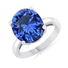 4.50 Ct Oval Cut Blue Sapphire Sterling Silver Solitaire Engagement Ring