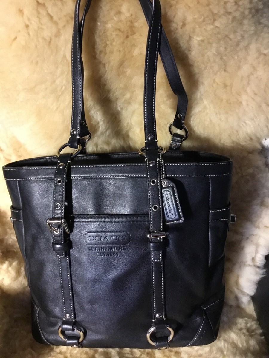 バッグ Coach Legacy Ergo Black Leather Tote Bag COACH Legacy Tote | Zappos.com