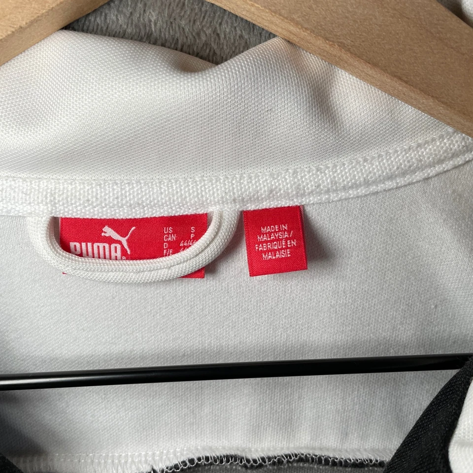 Puma Track Jacket Sweater Mens Small Black White Color Block Vintage Full Zip Up - Image 3 of 4