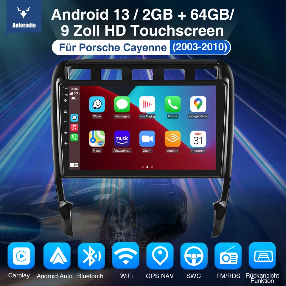DAB+ 64G Android 13 CarPlay Für Porsche Cayenne 9PA 2002-2010 Autoradio GPS Navi - Bild 2 von 4