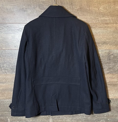 Diesel Pea Coat Black Wool Blend + Lambs Leather Double Breasted Mod VGC - Large - Picture 5 of 10