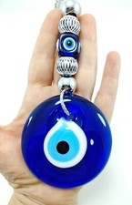 Blue Evil Eye 9 cm Glass Bead Wall Hanging, Turkish Handmade Amulet, Nazar Decor