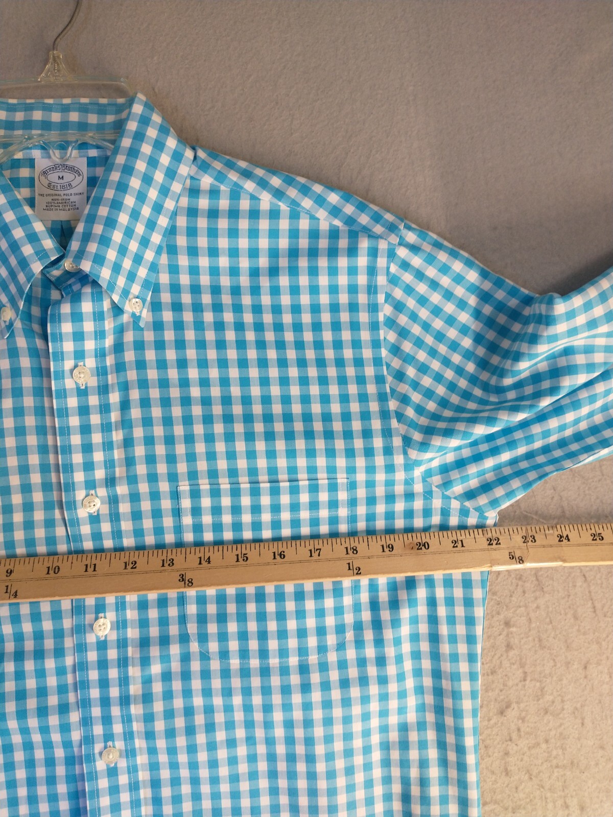 Brooks Brothers Mens Shirt Medium Blue Gingham Check Long Sleeve Button
