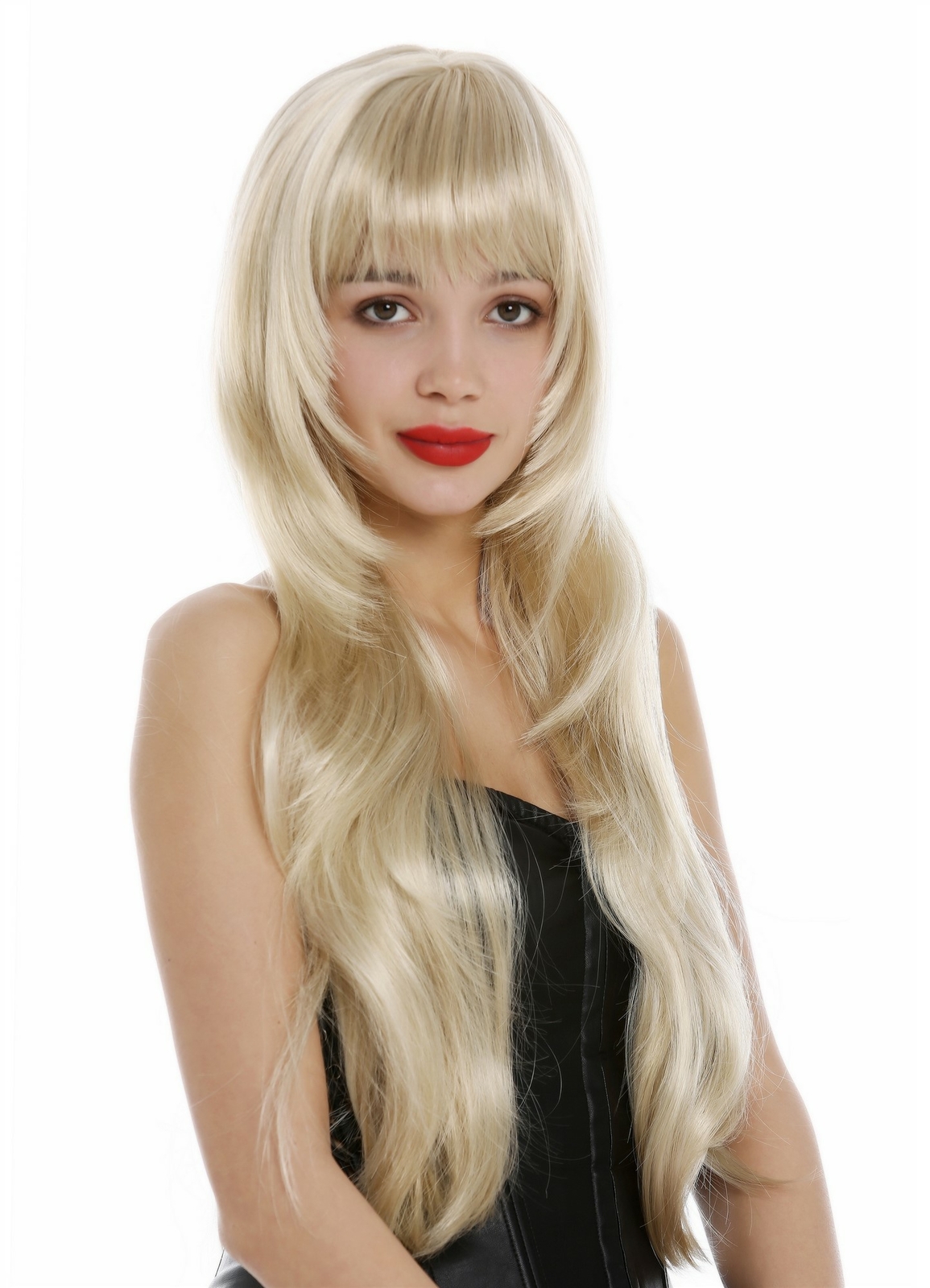 Long Smooth Blonde Gold Wig with Fringe for Women