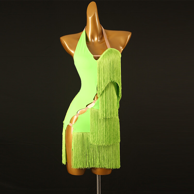 NEW Latin Ballroom Dance Dress Modern Salsa Waltz Standard Long Dress#F894  Green
