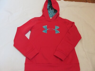 Under Armour Loose Cold Gear Red Hoodie Youth Medium EUC