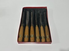 Juego de 6 herramientas de tallado Ashley Iles con mango de madera dura York - Hecho en Inglaterra