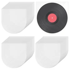 100 Pcs Vinyl Record Inner Sleeves, Anti-Static Round Bottom Inner Sleeve Tra...