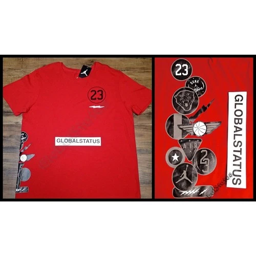 NIKE JORDAN BOOMBOX PATCHES DUNK FROM ABOVE RED RETRO SHIRT SZ L ( 854895-687 )