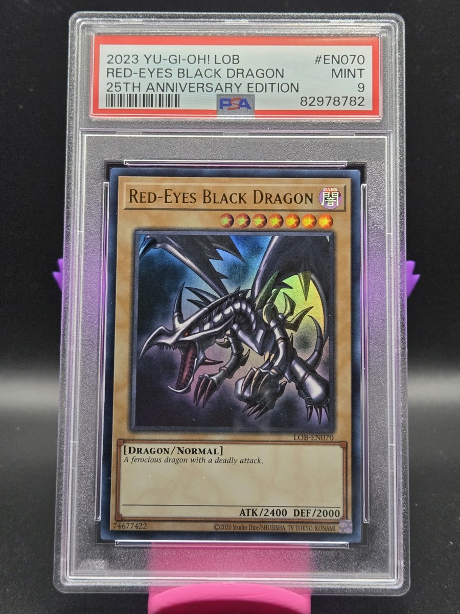 PSA 9 Red-Eyes Black Dragon LOB-EN070 (Ultra Rare) 25th
