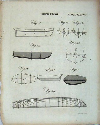 Alter Druck Ref.548 Encyclopaedia Britannica Schiffbau Diagramme Zeichnung