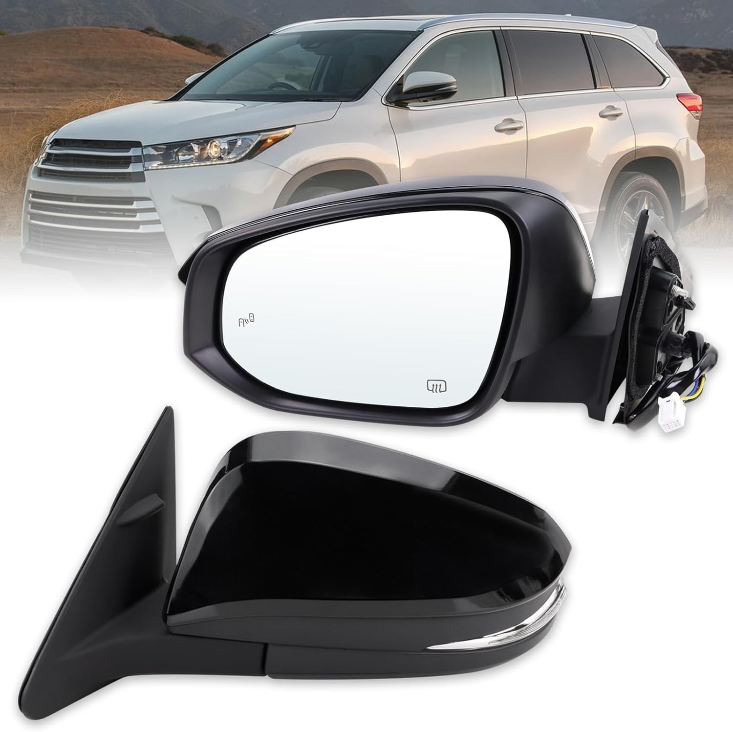 Left Driver Side Mirror Compatible with 2014-2019 Toyota Highlander with Manual