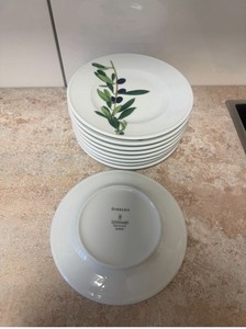 Dibbern Herbaticum Oliven Kuchen Teller 9 Teile Set Porzellan Geschir Gebraucht