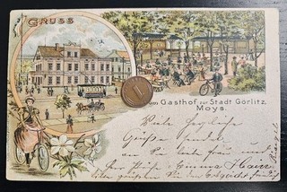 Postcard litho greeting from the inn city of Görlitz Moys Ujazd Zgorzelec tram 1899