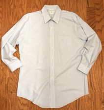 Brooks Brothers Slim Fit Dress Shirt 16.5 X 32 Blue Check Non-Iron Cotton