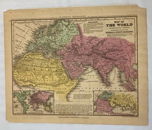 Original 1844 Thomas Cowperthwait World Map Antique Vintage