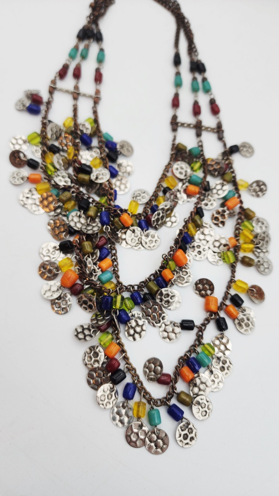 beaded coin style look dangle multiple strands ch… - image 6