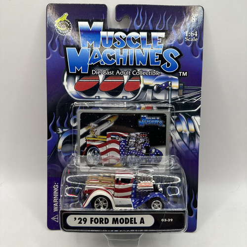 MUSCLE MACHINES STARS & STRIPES 29 FORD MODEL A 1/64 DIECAST - 29 FORD BLOWER - Picture 1 of 2