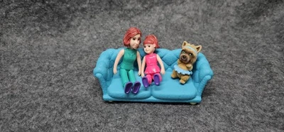 You & Me Happy Together Daughter Kid Connection Mom Tutu Terrior Dog Couch - Image 1 of 4